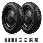 2-PCS 4.80/4.00-8 Tire, 14.5" Flat Free Wheelbarrow Tire and Wheel - Solid Replacement Tires with 3"-7" Adjustable Centered Hub, 5/8" & 3/4" Bearings | Fit 4.80/4.00-8, 4.00-8, 4.00-6, 3.50/3.00-8