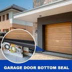 DGSL Garage Door Seals Bottom Rubber Weather Stripping Kit Seal Strip Replacement, Weatherproof Threshold Buffering Sealing Rubber 5/16 Inch T Ends (20 FT, Black, U+O)