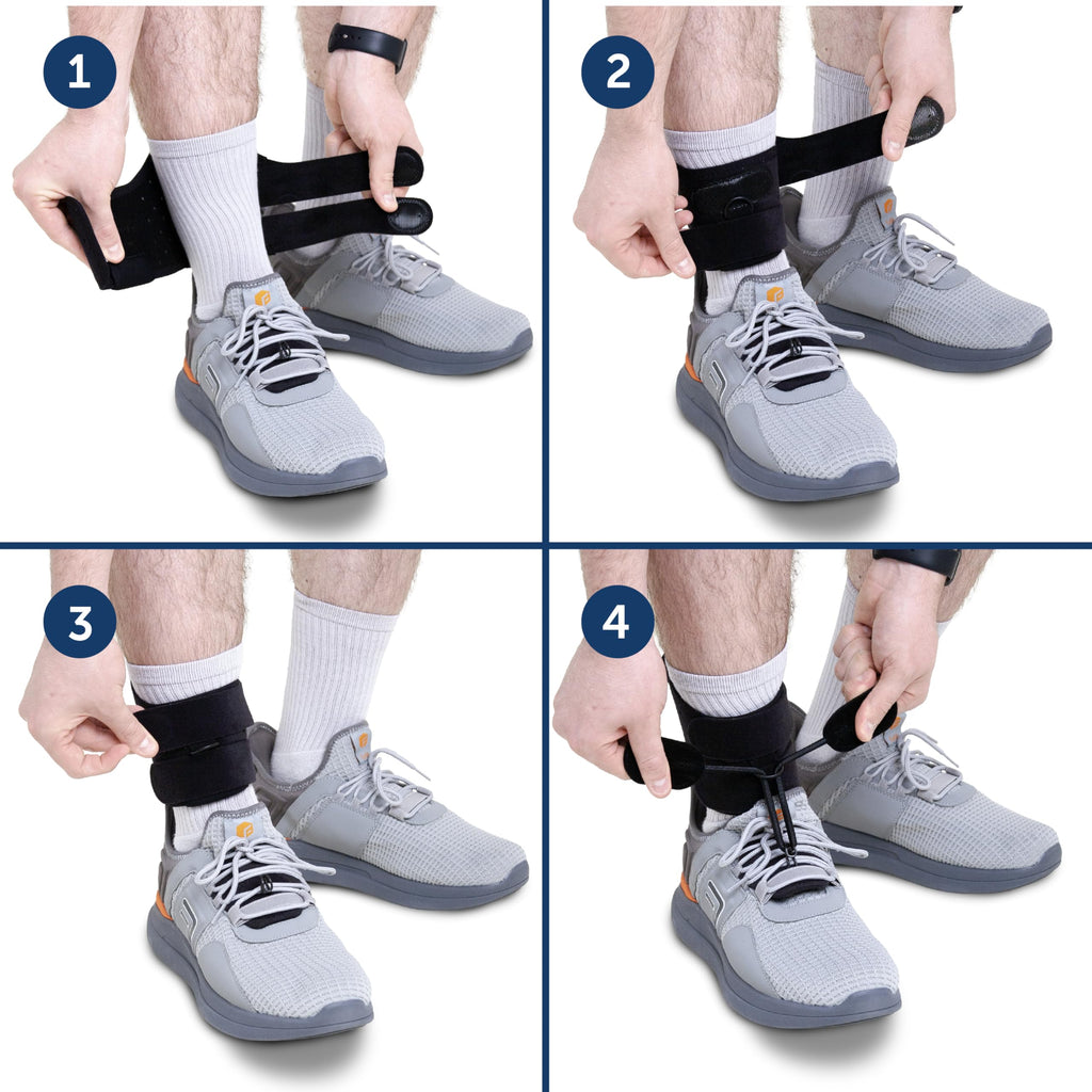 Boxia Drop Foot Support – Class 1 AFO Brace for Flaccid Paralysis/Foot Drop | Discreet Shoe-Compatible Design, Adjustable Strap | Adult Unisex Black Large