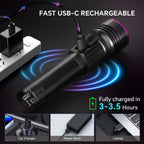 Dokhbem 365nm UV Flashlight Rechargeable, Black Light Flashlight with LCD Display, Powerful Ultraviolet Lights for Pet Urine Detection, Resin Curing, Rockhounding, Scorpion, Uranium Glass, A/C Leak