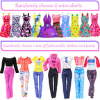 iBayda 139pcs 11.5-inch Fashion Doll and Wardrobe Playset: Wedding Dress, Outfits, Shoes, Bags, Necklace, DIY Stickers Accessories