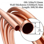 BELLA BAYS Copper Tubing 3/8" OD x 0.320" ID x 50 ft, 99.9% C12200 ASTM B280 Refrigeration ACR Tubing Seamless Soft Coil Round T2 Pure Copper Tube for HVAC System, Refrigerator, Industry, DIY