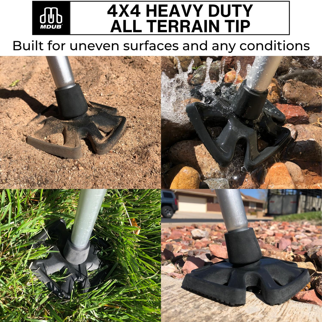 MDUB Medical All Terrain Tip - Heavy Duty Design Cane or Crutch Tip - Sand, Snow, Dirt, and Rain Tip - 3/4" | Black | 1 Pack