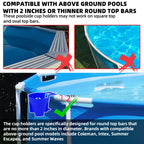 TonGass (6-Pack, Blue) Poolside Cup Holders Compatible with Above Ground Pools with 2 Inches or Thinner Round Top Bars - Strong and Durable Easy to Use Clip-On No-Spill Cup Holders