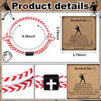 Tondiamo 12 Set Football Basketball Softball Baseball Volleyball Team Gifts Braided Christian Cross Bracelet for Men Women(Baseball)