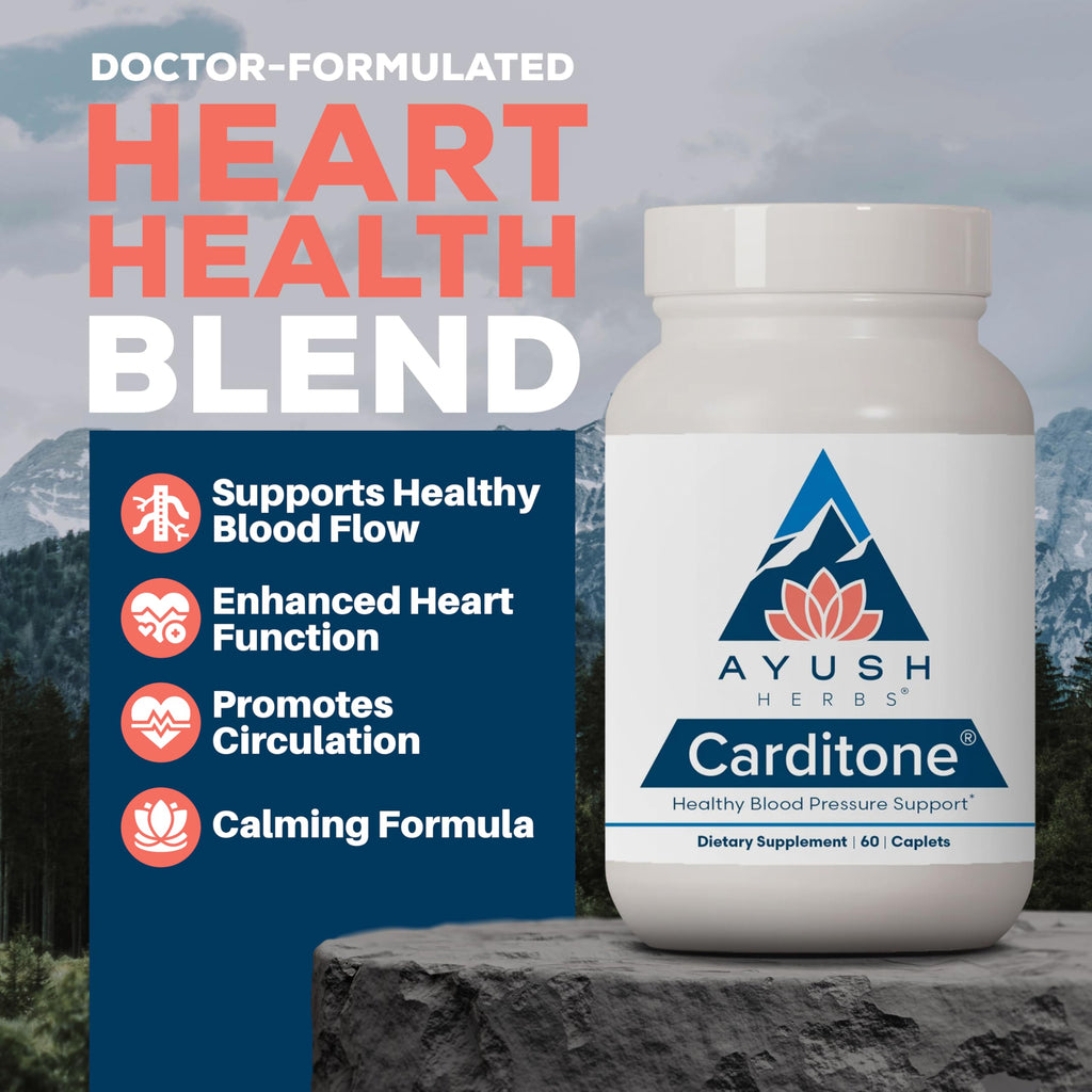 Ayush Herbs Carditone - Natural Heart Health Supplement for Women & Men, BP Formula, Holistic Heart Supplement with Rauwolfia, Arjuna, Calcium, and Magnesium - 120 Servings