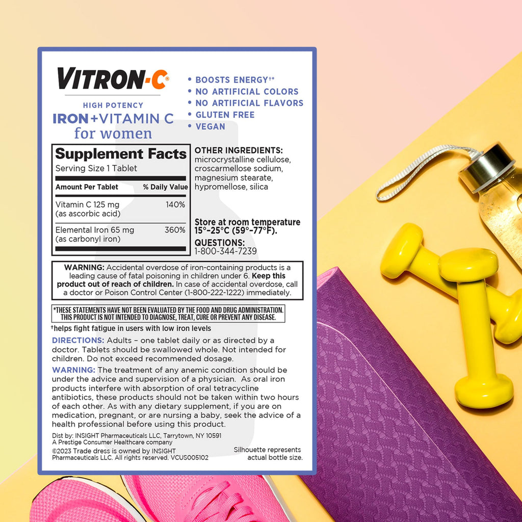 Vitron-C High Potency Iron Supplement, Immunt Support 60ct and Mag-Ox 400 Magnesium Mineral Supplement 60ct