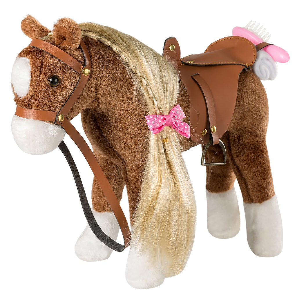 HollyHOME Horse Stuffed Animal，Horse Toys for Girls, Brown Pony, 11"