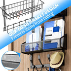 Kaiferty Over The Door Hooks Organizer, Coat Rack Over The Door Storage Hanger Towel Rack, Back of Door Storage Organizer for Bathroom,Bedroom,Kitchen,Office (Black, 2-Tier)