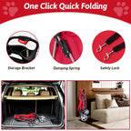 Azaeahom Pet Stroller, 4 Wheels Pet Strolling Cart for Medium/Small Dogs and Cats, Foldable Cat Jogger/Dog Stroller with Cup Holder, Storage Basket, Breathable Mesh, All-Season Pet Carrier, Red