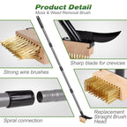 Walensee 66.5in Adjustable 3-in-1 Crack Weeder & Moss Remover Brush Tool