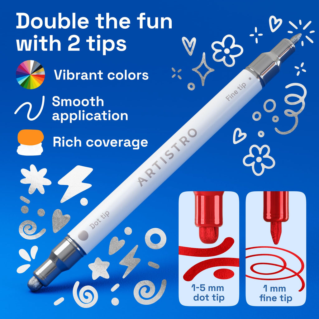 ARTISTRO 36 Metallic Dual-Tip Acrylic Paint Marker Pens