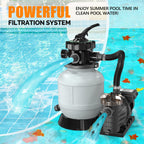 (24H Timer) VINGLI 10 in Sand Filter Pump with Filter Balls, 1189 GPH 1/3 HP High Flow Pool Pump with 7-Way Valve for Above Ground Swimming Pools Up to 6600 Gallons