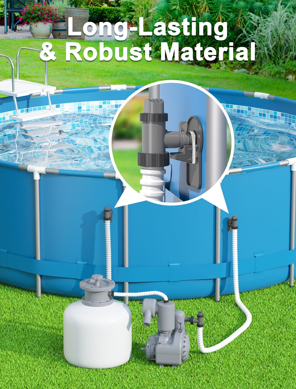 POOLHOUR Plunger Valve with Pipe Holder & Pool Hose Adapter, Above Ground Pool Pump Replacement Parts Compatible with I*tex/Col*m*n Pool, 2 Pack