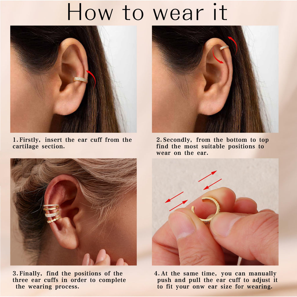 MILACOLATO 925 Sterling Silver Ear Cuffs for Women Non Piercing Earrings