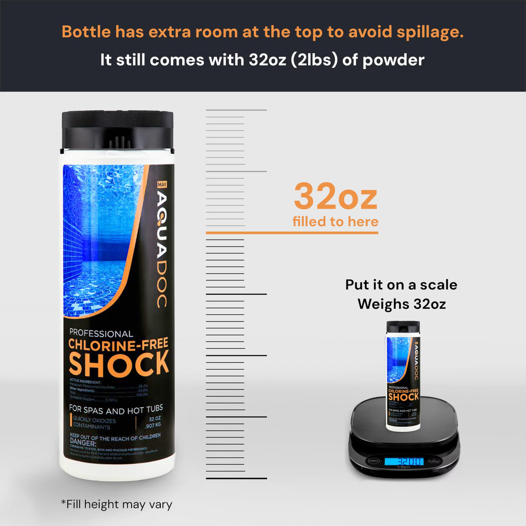AquaDoc Non Chlorine Hot Tub Shock - 32oz (2 Pack) - Enhanced Spa Shock to Assist Bromine and Chlorine - Spa Oxidizer Made in USA