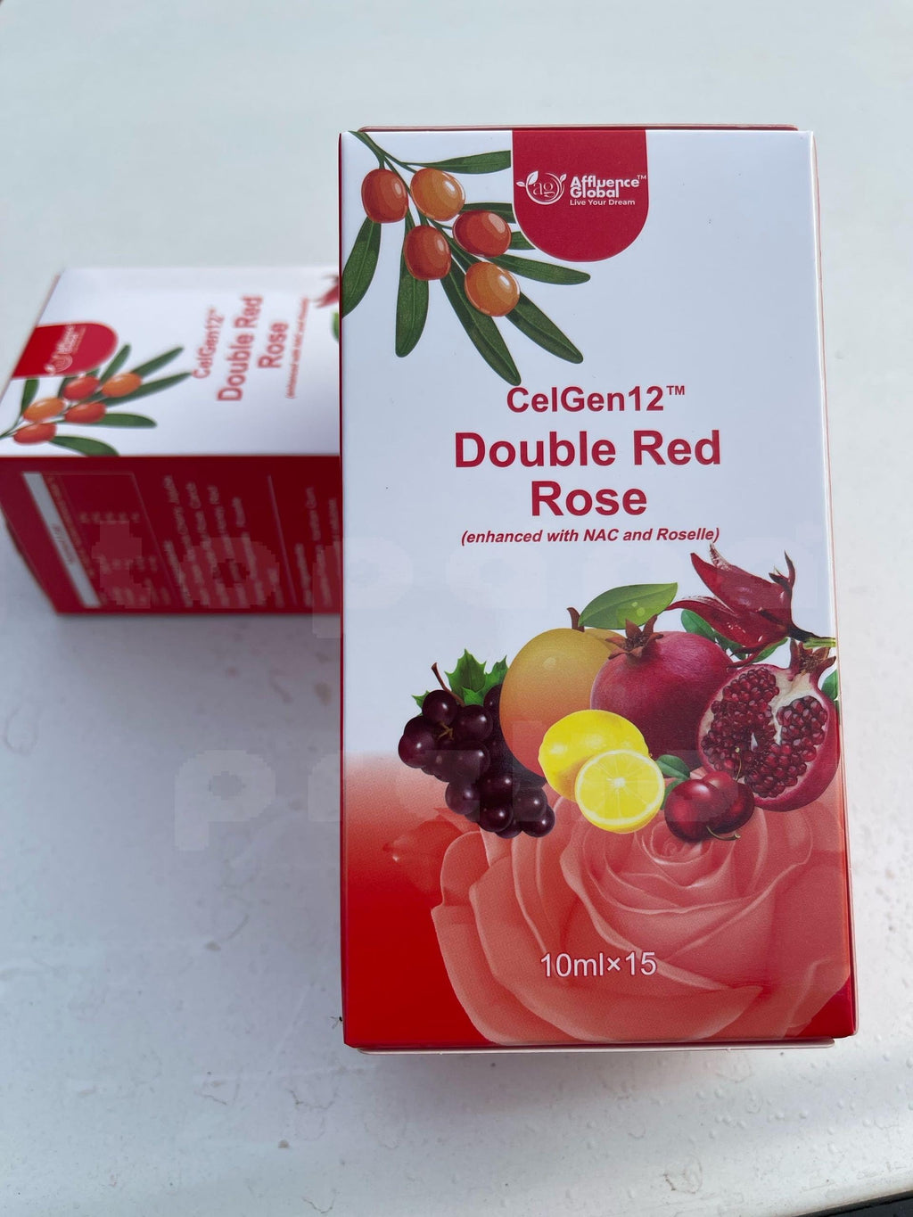 Affluence Global CelGen12 Double Red Rose Natural Immune Support Supplement, Mixed Fruit Blend, 15 Sachets, 10ml