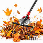 76Inch Adjustable Metal Leaf Rake, 18 Metal Tines Heavy Duty Leaves Rake for Lawns with 8-18" Expandable Head Long Handle Garden Rakes for Leaves Yard Gardening Grass Outdoor Camping Debris