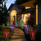 KODIBO 24" Large Metal Agave Plant Outdoor Decor with Solar Light, Blue