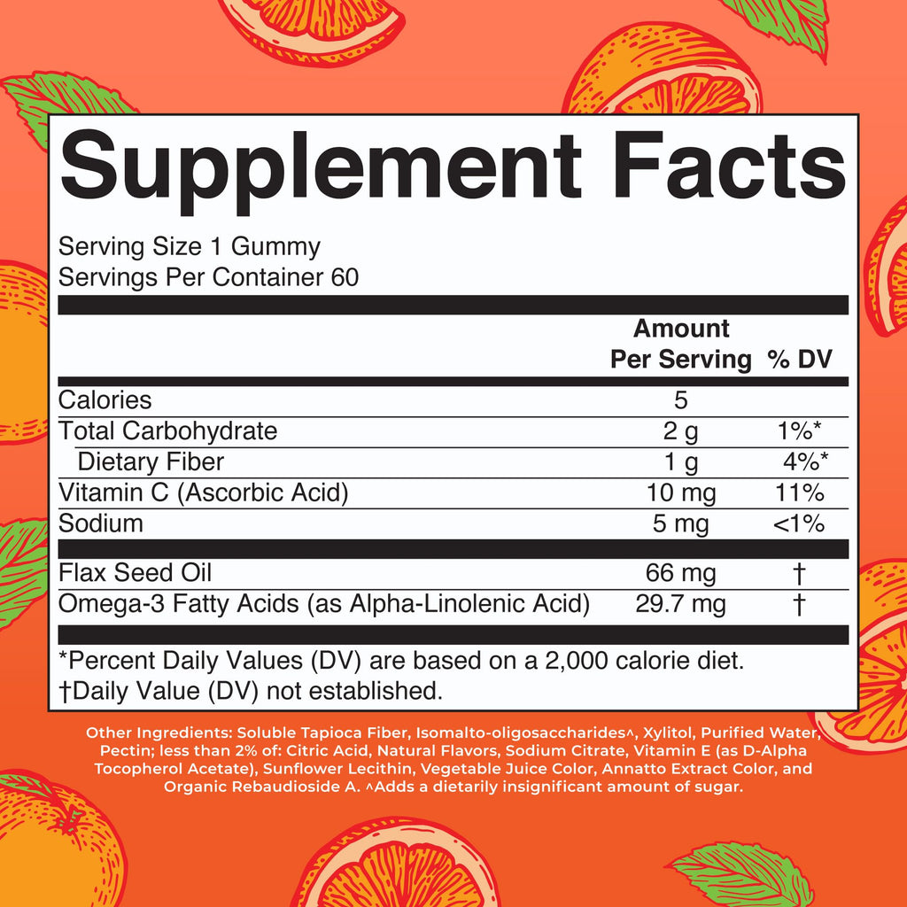 MARYRUTH'S Vegan Omega 3 Gummies for Adults | 2 Month Supply | Sugar Free Supplement with Vitamin C | Flaxseed Oil Immune Support | Overall Wellness | No Fish Taste | 60 Count