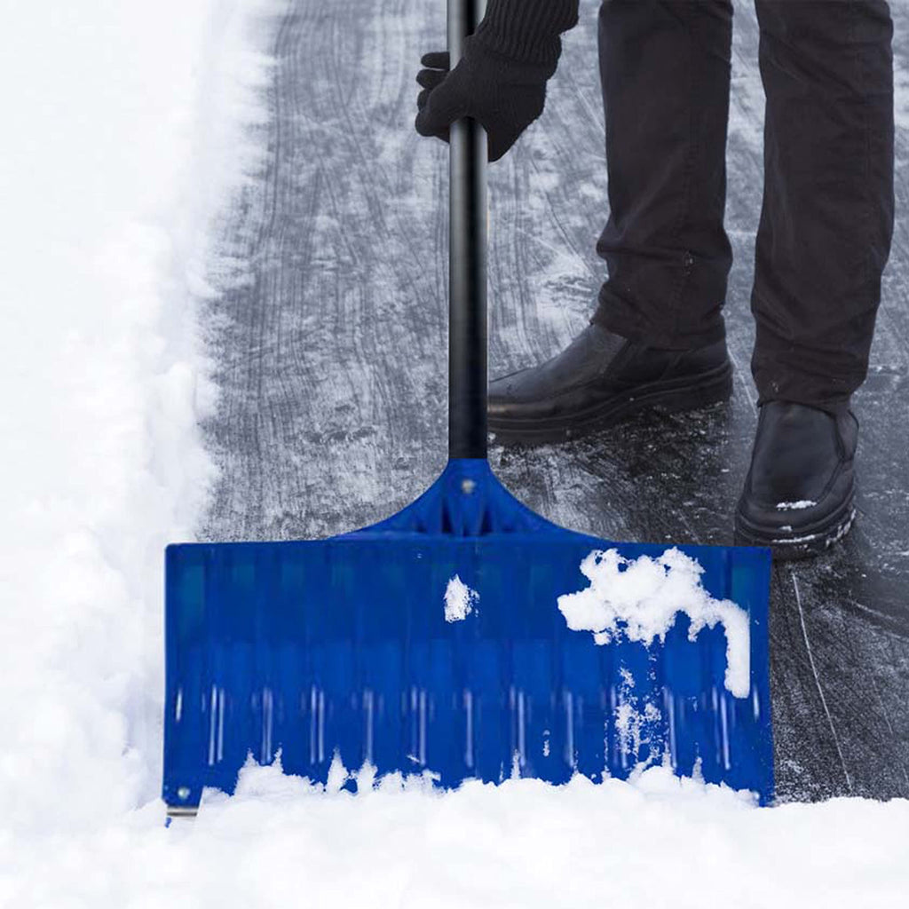 EarthWay Polar Tech 90026 Snow Shovel for Driveway - 26 Inch Blue Shovel with High Impact ABS Resin, Galvanized Metal Edge, Long Fiberglass Handle, Ergonomic D Handle, Quick Assembly