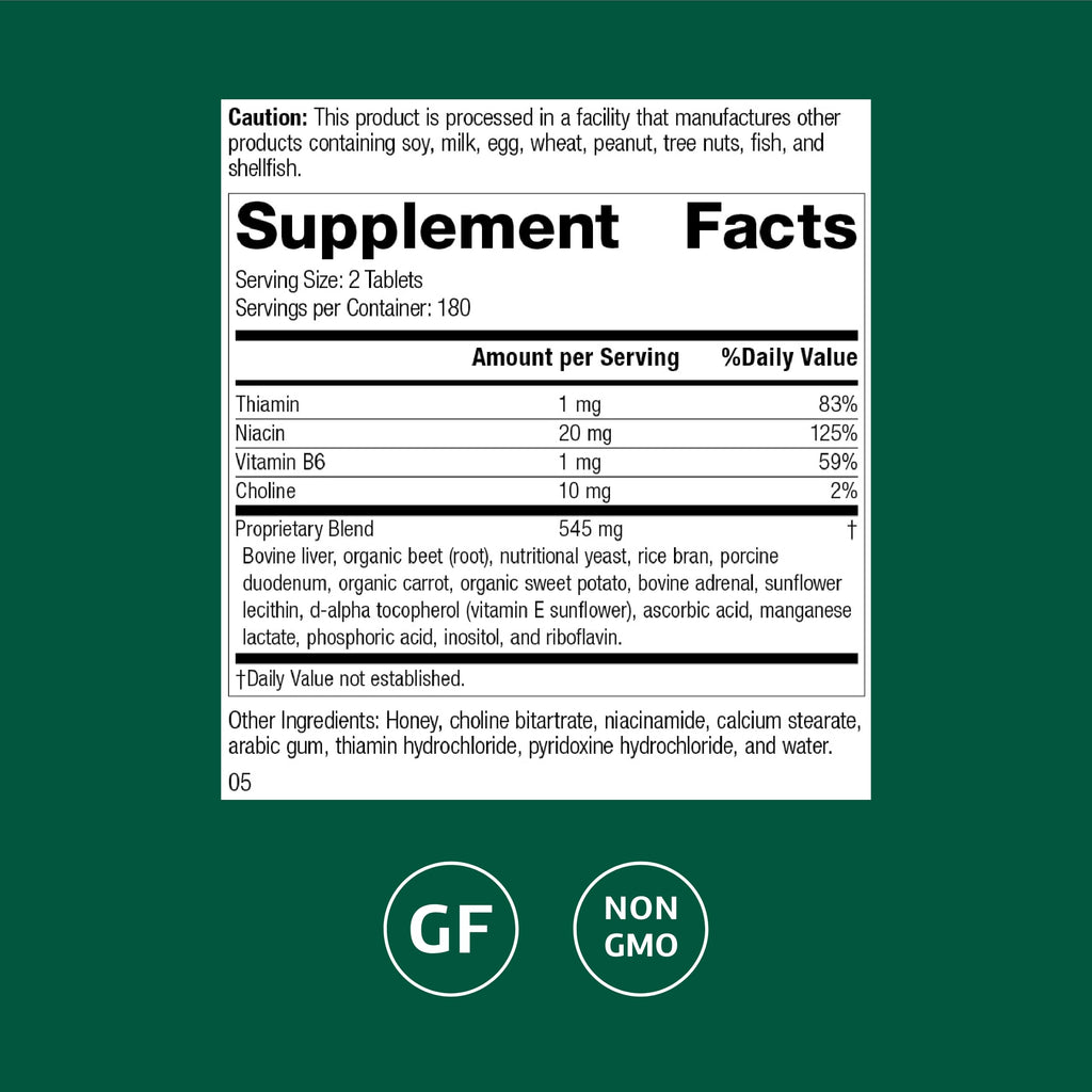 Standard Process Cataplex B-GF - Supports Nervous System Health - B Vitamins for Energy & Heart Support - Aids Energy During Physical Activity - Gluten-Free, Non-Soy & Non-Dairy - 360 Tablets