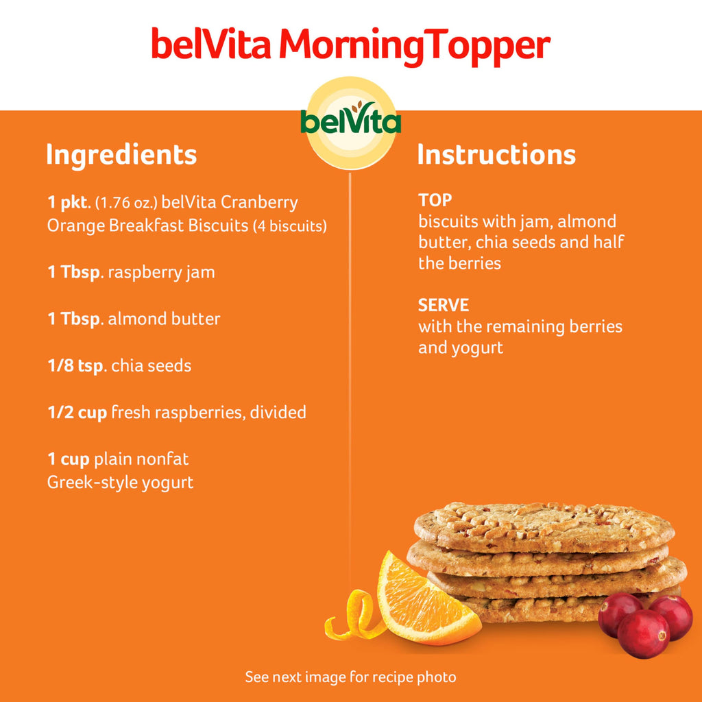 belVita Breakfast Bars Biscuits, Cranberry Orange, 30 Packs