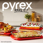 Pyrex Basics 4.8 QT Glass Baking Dish with Plastic Lid, Casserole Dish, Glass Food Container, Oven, Freezer and Microwave Safe, Clear Container
