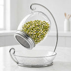 ALCEDIA Premium Sprouting Jar Kit - Unique 30 oz Wide Mouth Sprouting Jar, Stand, Tray and 316 Stainless Screen Lid | Decorative Indoor Seed Sprouter and Germinator (1 Kit)