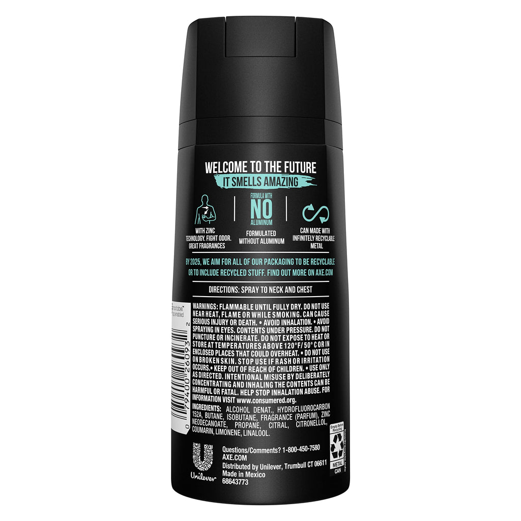 AXE Apollo Body Spray Deodorant for Long-Lasting Odor Protection, Sage & Cedarwood Deodorant for Men Formulated Without Aluminum 4oz 4 Count