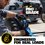 AUGO Retractable Ratchet Straps | 2 Heavy Duty Ratchet Straps Self Retractable Tie Downs with Soft Loops & Storage Bag for Motorcycle, Truck, Trailer, Cargo Van | 3000 Lb Break Strength 2” x 10’