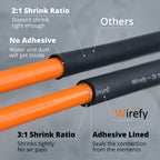 Wirefy Heat Shrink Tubing Kit 180 PCS - 3:1 Ratio Adhesive Lined, Wire Shrink Wrap Tubing - Industrial Heat-Shrink Tubing - Black - Shrink Wrap Tubing | Trusted UL Certification
