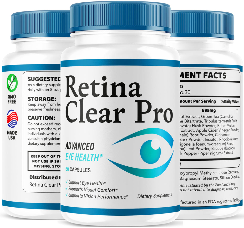 (3 Pack) Retina Clear Pro Capsules - Official Retina Clear Pro Advanced Eye Health Support Pills, Natural RetinaClear Supplement Vitamins Overall Wellness & Support Reviews, 180 Capsules for 3 Months