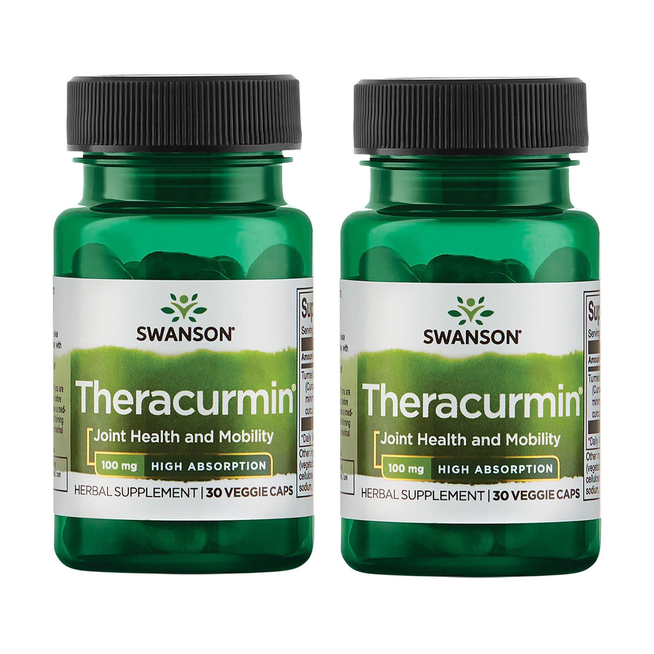 Swanson Theracurmin - Herbal Supplement Supporting Joint Health & Mobility - Formulated for High Absorption - (30 Capsules, 100mg Each) (2 Pack)