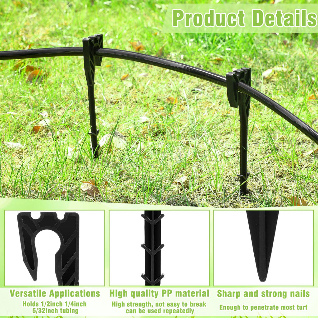 Briwooody 100 Pcs 8 Inch Irrigation Hose Hold-Down Anchor Stakes for 1/2 Inch 1/4 Inch 5/32 Inch Drip Tubing Plastic Ground Garden Hose Support Stakes for Drip System, Irrigation Line