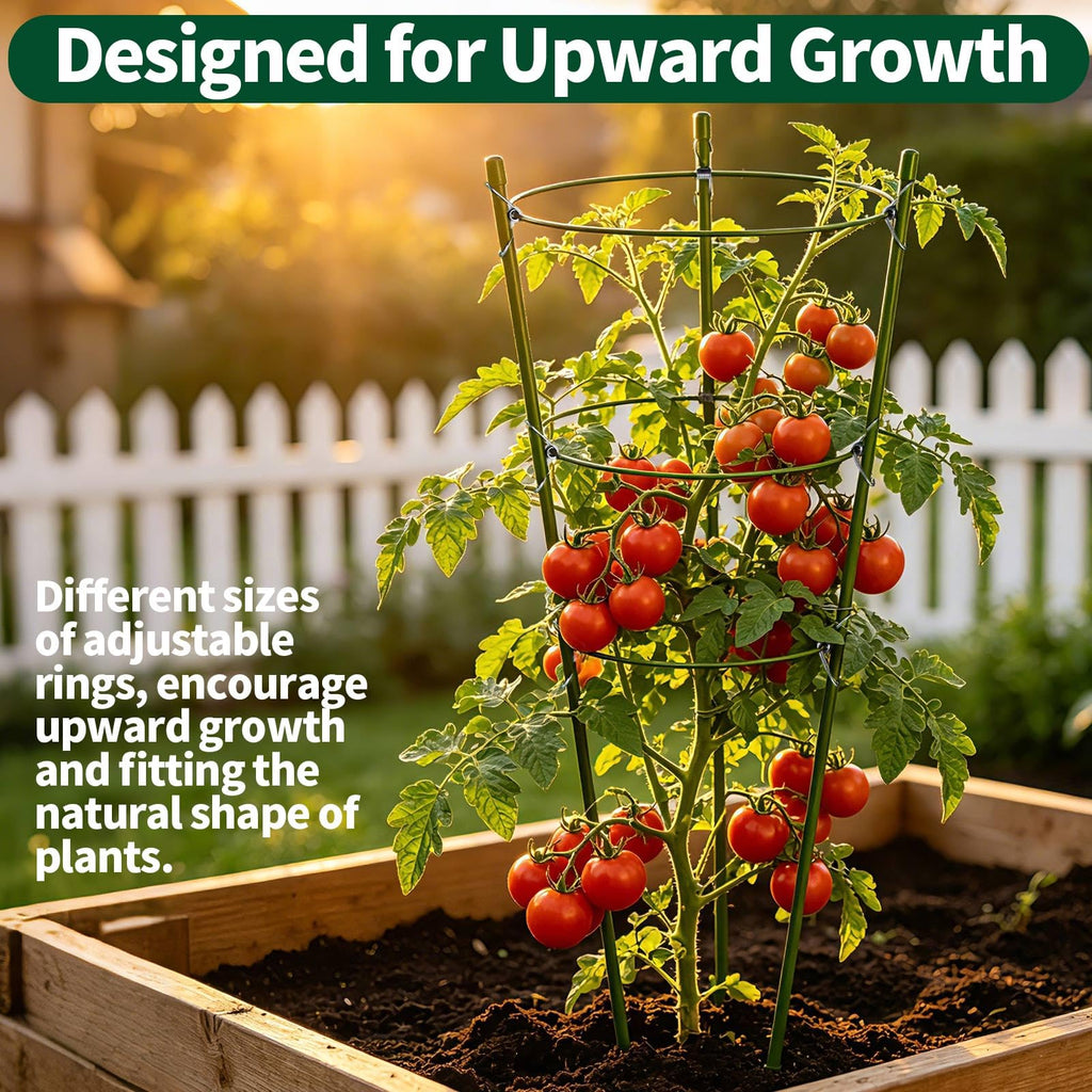 Gootaimi Large Tomato Cages, 24 Inch Tomato Cages for Garden, Plant Support Cages for Tomatoes, Potted Indoor Outdoor Plants, Flower Vine Climbing Plant Tomatoes Trellis, 2 Packs