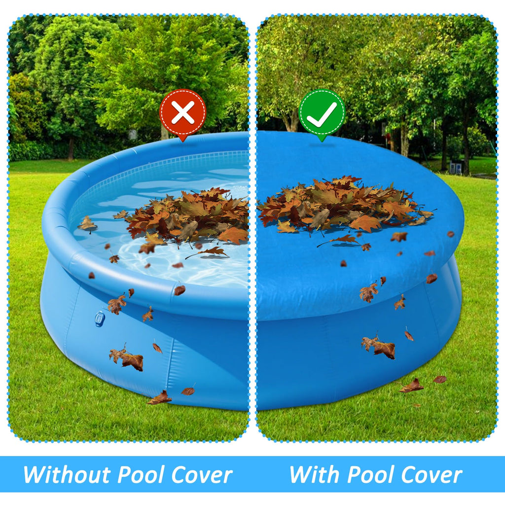 10FT Round Inflatable Above Ground Pool Cover，Round Pool Cover with Drawstring Design for Easy Installation,Solar Covers for Outdoor Inflatable Swimming Pools,Prevent Leaves, Debris and Dust