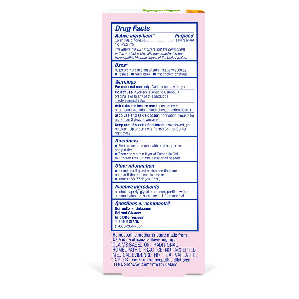 Boiron Calendula Gel for Relief from Rashes, Razor Burn, or Insect Bites - Non-Greasy and Fragrance-Free - 5.2 oz (2 Pack of 2.6 oz)