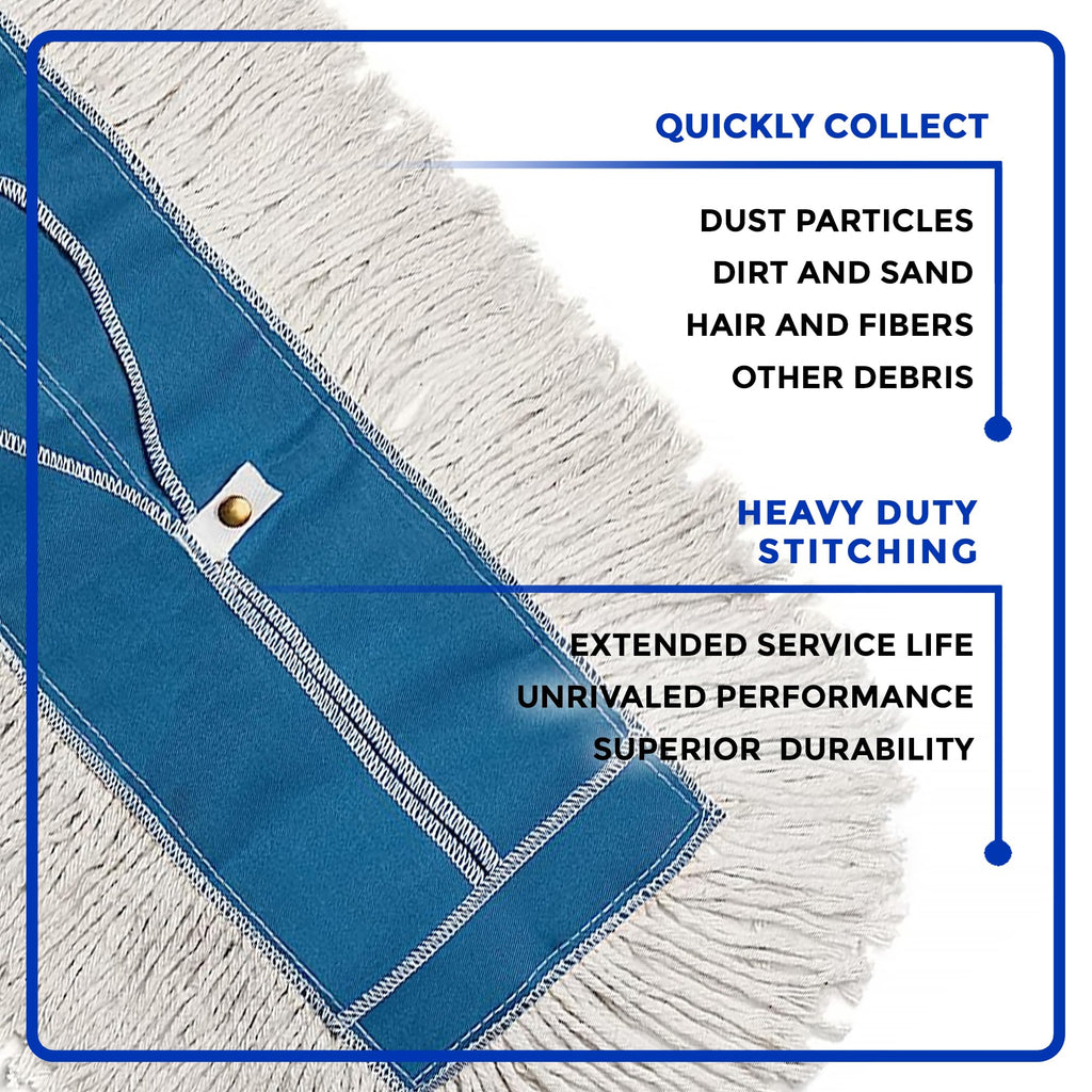 Nine Forty Industrial-Grade 60x5 Cotton Dust Mop Head Refills, Perfect Replacement for Busy Home, Gym, Industrial and Commercial Spaces, Heavy-Duty Mop for Janitorial & Housekeeping Needs - 1 Pack