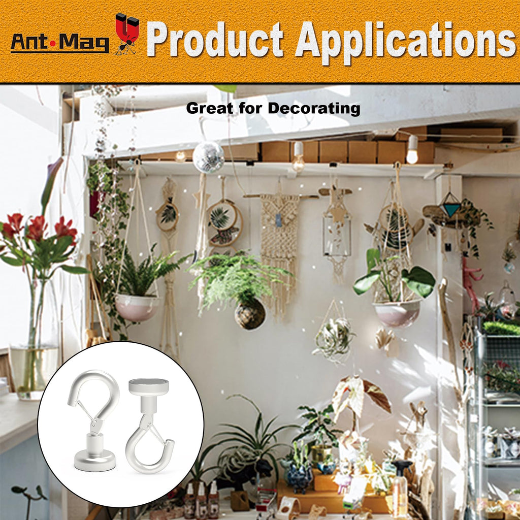 Ant Mag Magnetic Hooks Heavy Duty with Snap 22lbs Strong Magnet Hooks Great Hanging for Refrigerator, Cruise Cabin, Grill, Wreath,Kitchen,Office 20 Pack