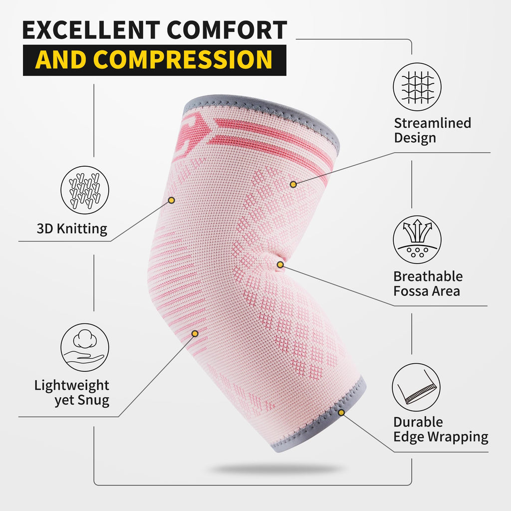 CAMBIVO 2 Pack Elbow Brace for Tendonitis and Tennis Elbow, Compression Support Sleeve for Golfer's Elbow Relief, Arthritis & Gym Workouts, Non-Slip 3D Knit Arm Guard for Men & Women