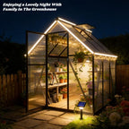 FLY BY YAN 6x6FT Outdoor Polycarbonate Greenhouse with Roof Vent, Dark Gray