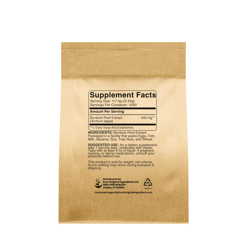 Pure Original Ingredients Burdock Root Extract (1lb) Lab-Verified, Non-GMO