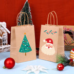 OUTUXED 150pcs Brown Paper Bags with Handles, 5.25x3.2x8in Small Gift Bags