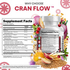 Cran Flow Cranberry Pills for Urinary Health D-Mannose Milk Thistle Dandelion Inulin Vitamin C Prebiotics and Probiotics Bladder Support By Clean Nutra