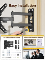 monTEK Full Motion Small TV Wall Mount for 13-43 Inch TVs up to 44 lb