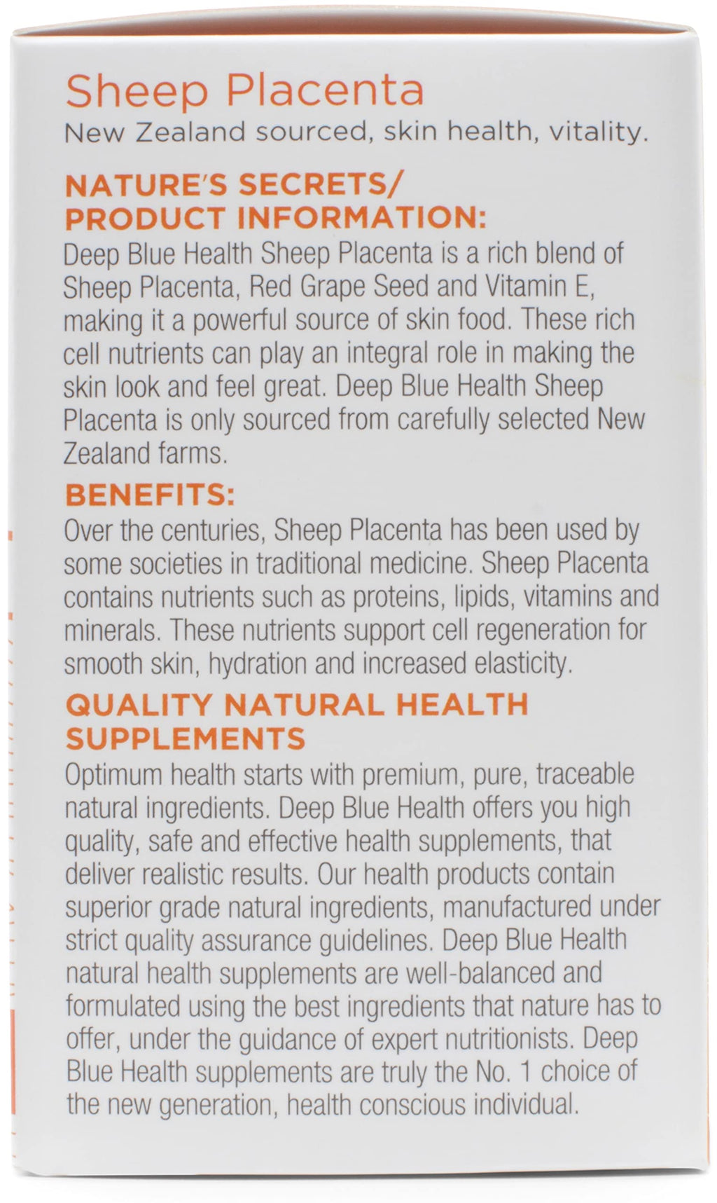 New Zealand Sheep Placenta w/ Grape Seed Extract and Vitamin E - 13500mg x 60 Soft Gel Capsules - Supports Skin Health and Vitality