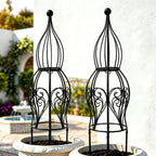 2-Pack Metal Garden Obelisk Trellis, 26.4" Butterfly Rose Plant Support