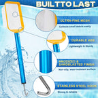 ComfyKit 22.5in 2-in-1 Pool Skimmer Tool with Stainless Steel Hook and Detachable Fine Mesh Net, Includes Skimmer Basket Handle, for Above Ground and Inground Pools