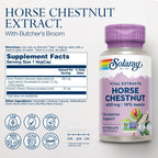 Solaray Horse Chestnut Extract 400 mg - Standardized to 72 mg Aescin - With 55 mg of Butchers Broom - Vein and Blood Circulation Supplements - Vegan, Non-GMO, 60-Day Guarantee, 60 Servings, 60 VegCaps